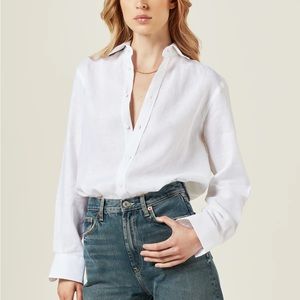 With Nothing Undernearth boyfriend linen button down | size M | white